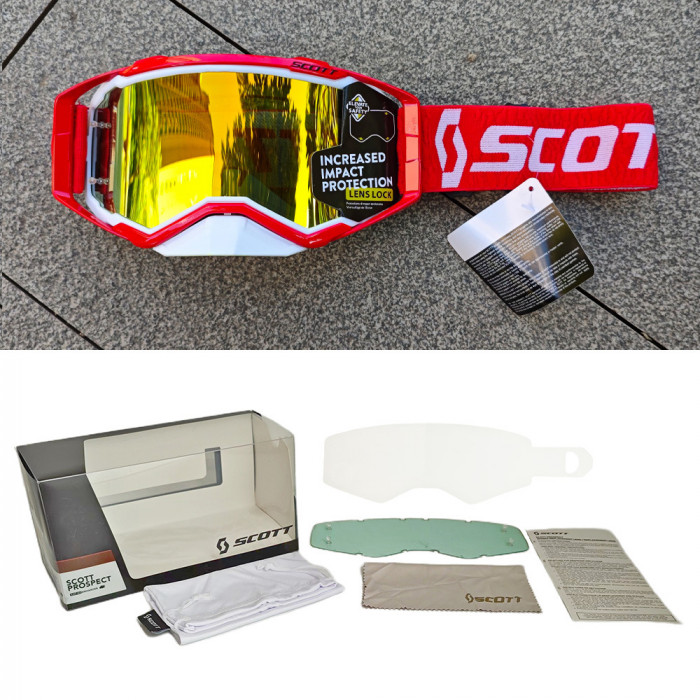 Очки для мотокросса эндуро SCOTT RED/WHITE/YELLOW красный, белый, желтый Очки для мотокросса эндуро SCOTT RED/WHITE/YELLOW красный, белый, желтый